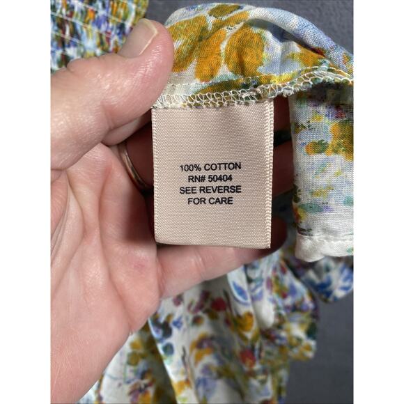 Philosophy Womens Floral Smocked Waist Dress Sleeveless Cottagecore Peasant Sz S - Picture 13 of 14